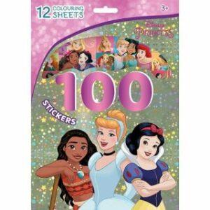 100 samolepek s omalovánkovými listy - Disney Princezny