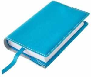 Variabilní kožený obal na knihu se záložkou - kůže modrá